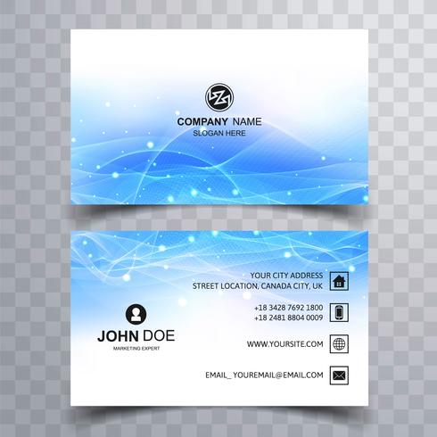 Abstract blue wavy business card design vector
