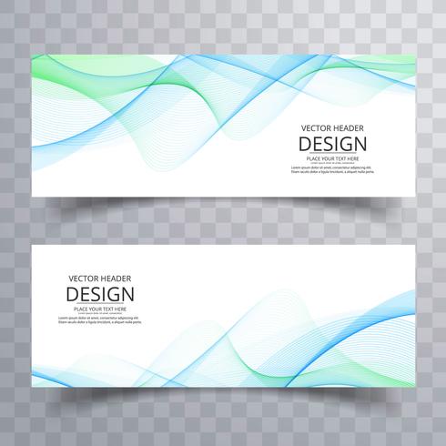 Abstract business wavy banners set design vector