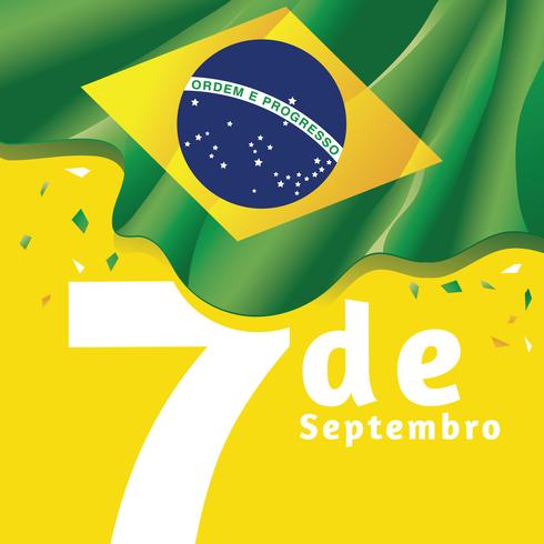 Día de la independencia del fondo de la bandera nacional de Brasil en color amarillo vector