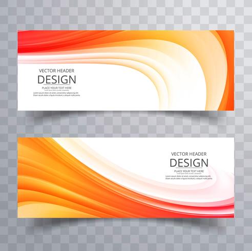 Abstract colorful business wave banners set design vector