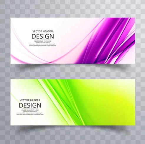 Abstract colorful wave banners set design vector