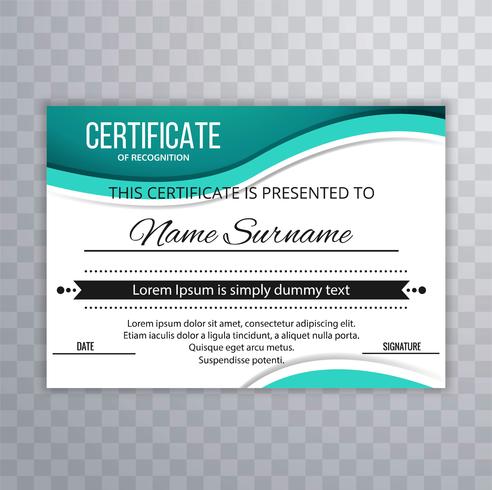 Abstract certificate template wave background vector