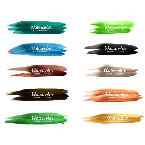 Modern watercolor stroke colorful set design vector