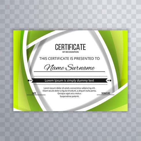 Abstract green certificate template design vector