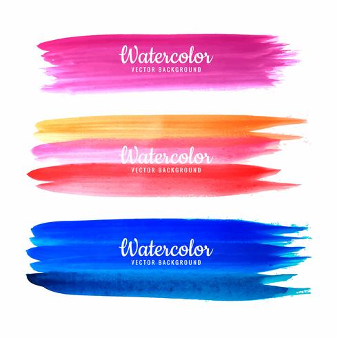 Abstract colorful watercolor stroke design set vector