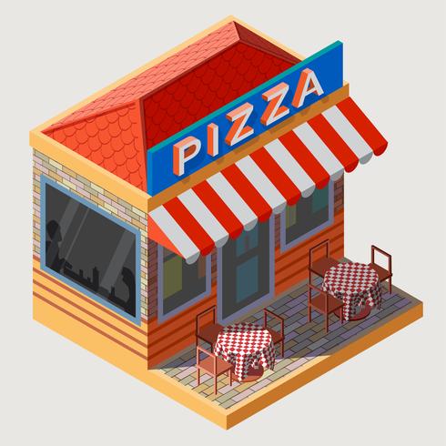 Pizza isométrica lugar vector