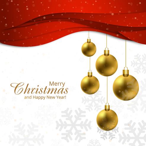 Merry Christmas ball with red wavy background vector