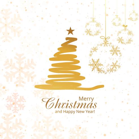 Merry christmas tree with snowflakes vector background