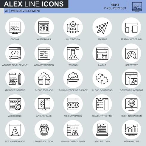 Thin line web design and development icons set  vector