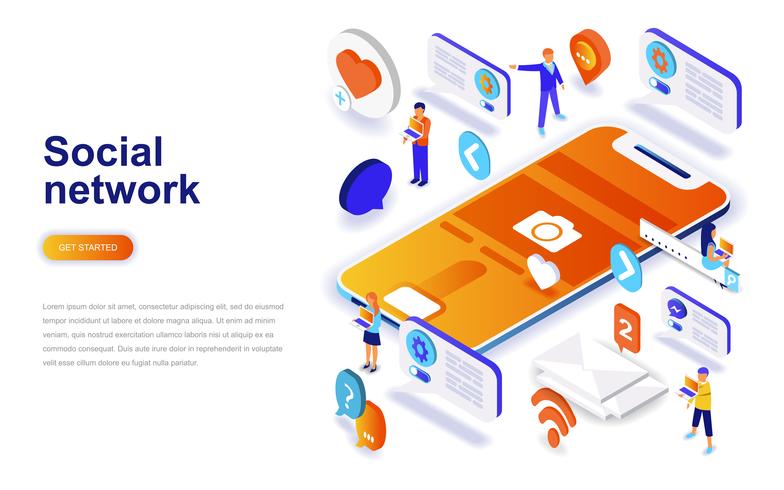 Social network modern flat design isometric concept vector