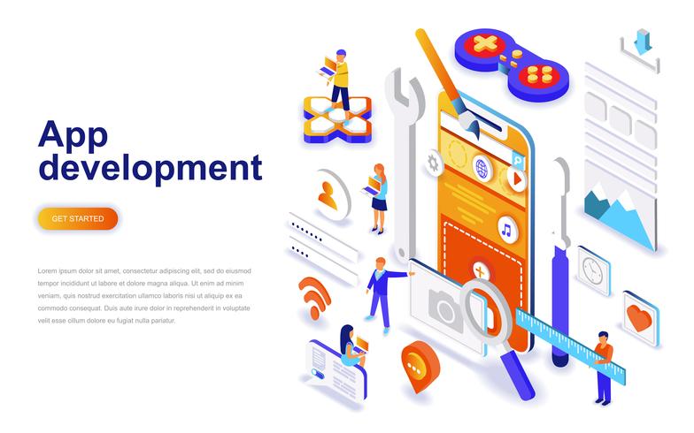 App development modern flat design isometric concept vector