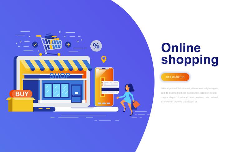 Online shopping modern flat concept web banner  vector