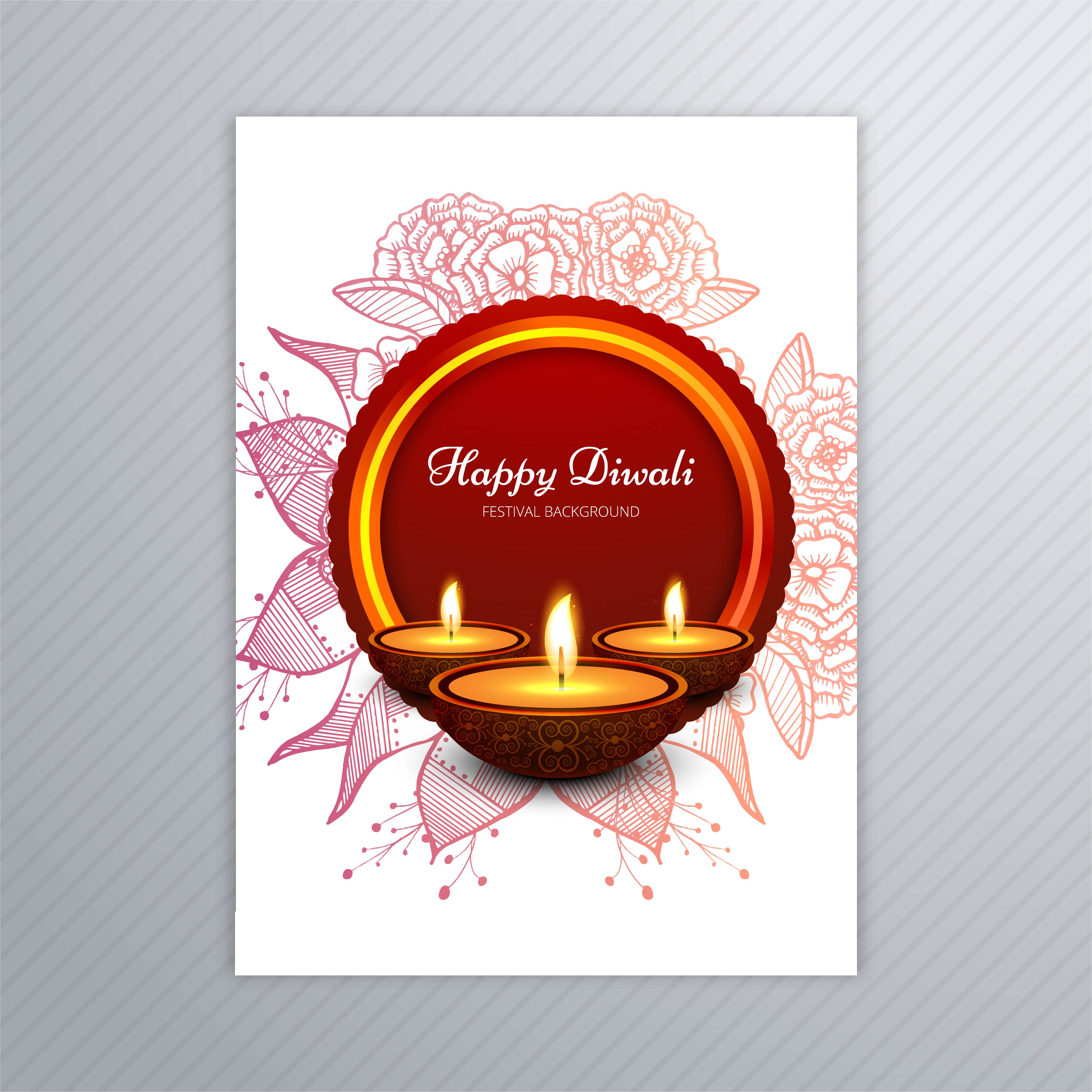 Decorative Diwali Greeting Card Template Design 257875 Vector Art At 