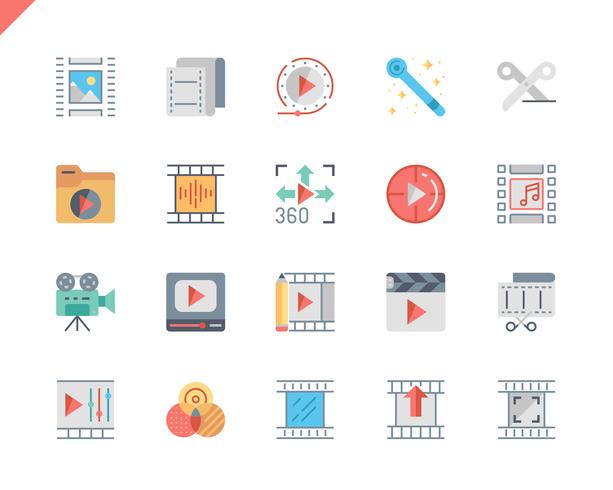 Simple Set Video Editing Flat Icons  vector