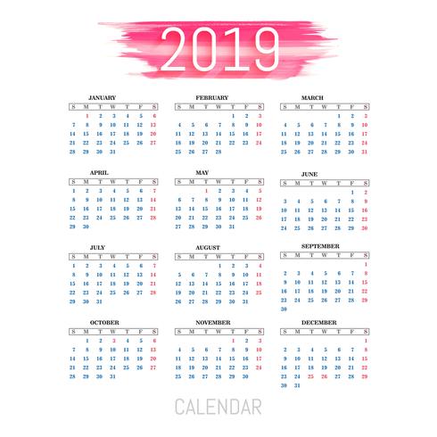 Vector de plantilla de calendario colorido 2019 moderno