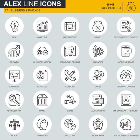 Thin line business and finance icons set  vector