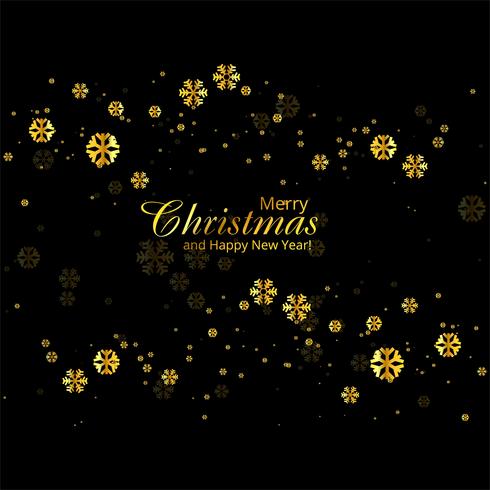 Merry christmas greeting card golden snowflakes background vector