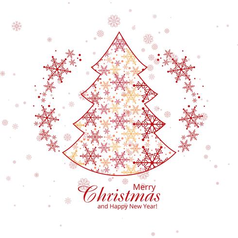 Copos de nieve elegantes decorativos feliz árbol de navidad de fondo vector