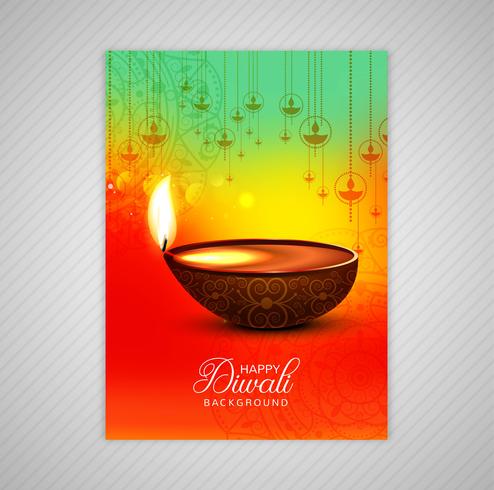 Cartel con un diya para el diseño de plantilla de volante colorido diwali vector