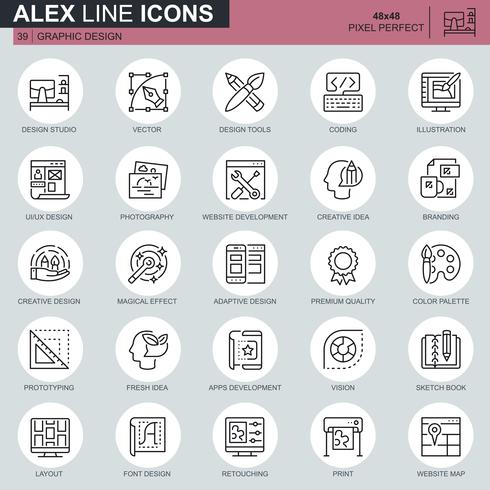 Thin line web and graphic design icons set  vector