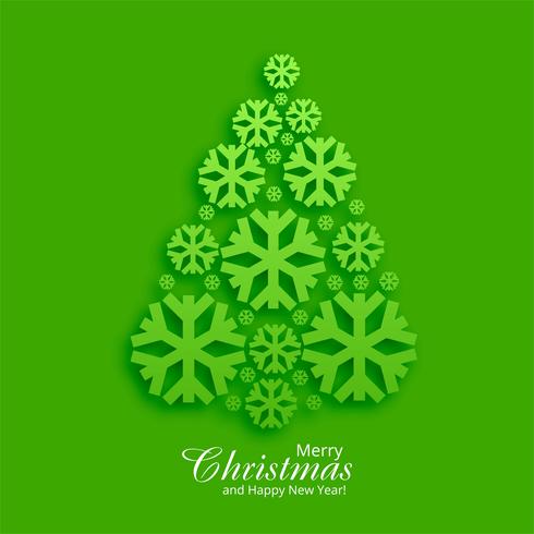 Beautiful greeting card with christmas tree green background vector
