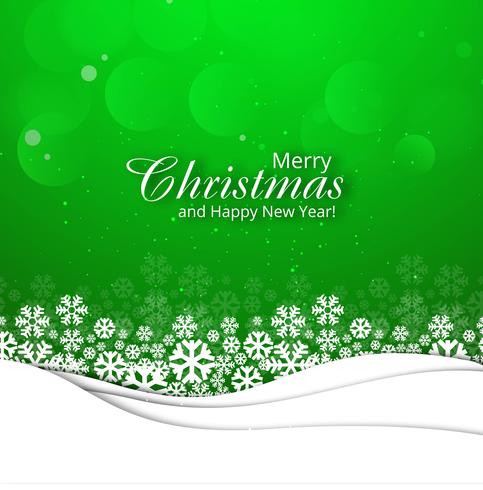 Merry christmas greeting card with snowflake green background vector