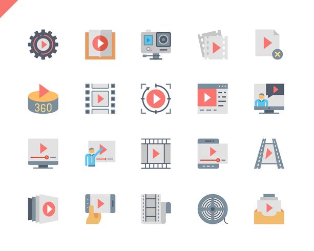 Simple Set Video Content Flat Icons vector