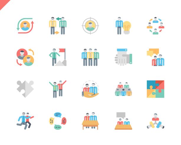 Conjunto simple de iconos planos de trabajo en equipo para sitio web y aplicaciones móviles. 48x48 Pixel Perfect. Ilustracion vectorial vector