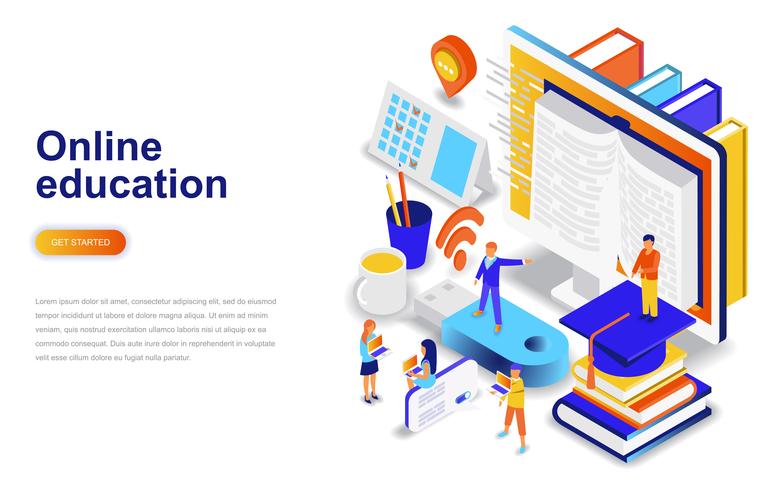 Online education modern flat design isometric concept vector