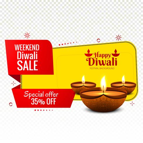 Fin de semana diwali venta banner colorido diseño vector