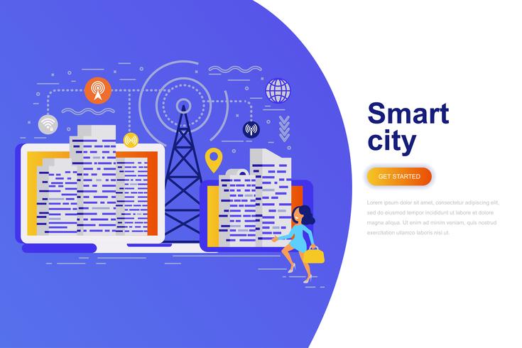 Smart city modern flat concept web banner  vector