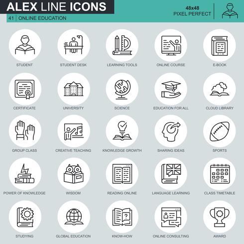 Thin line education and knowledge icons set  vector