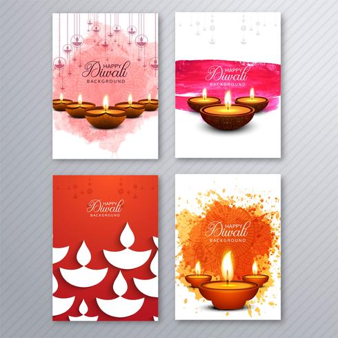 Poster with a diya for diwali colorful flyer template collectio vector