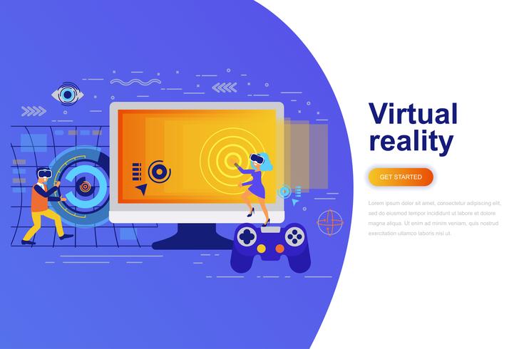 Virtual reality modern flat concept web banner  vector