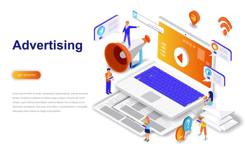 Isometric Advertising Web Banner vector