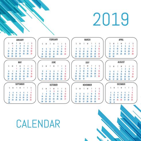 Modern Calendar 2019 template vector design