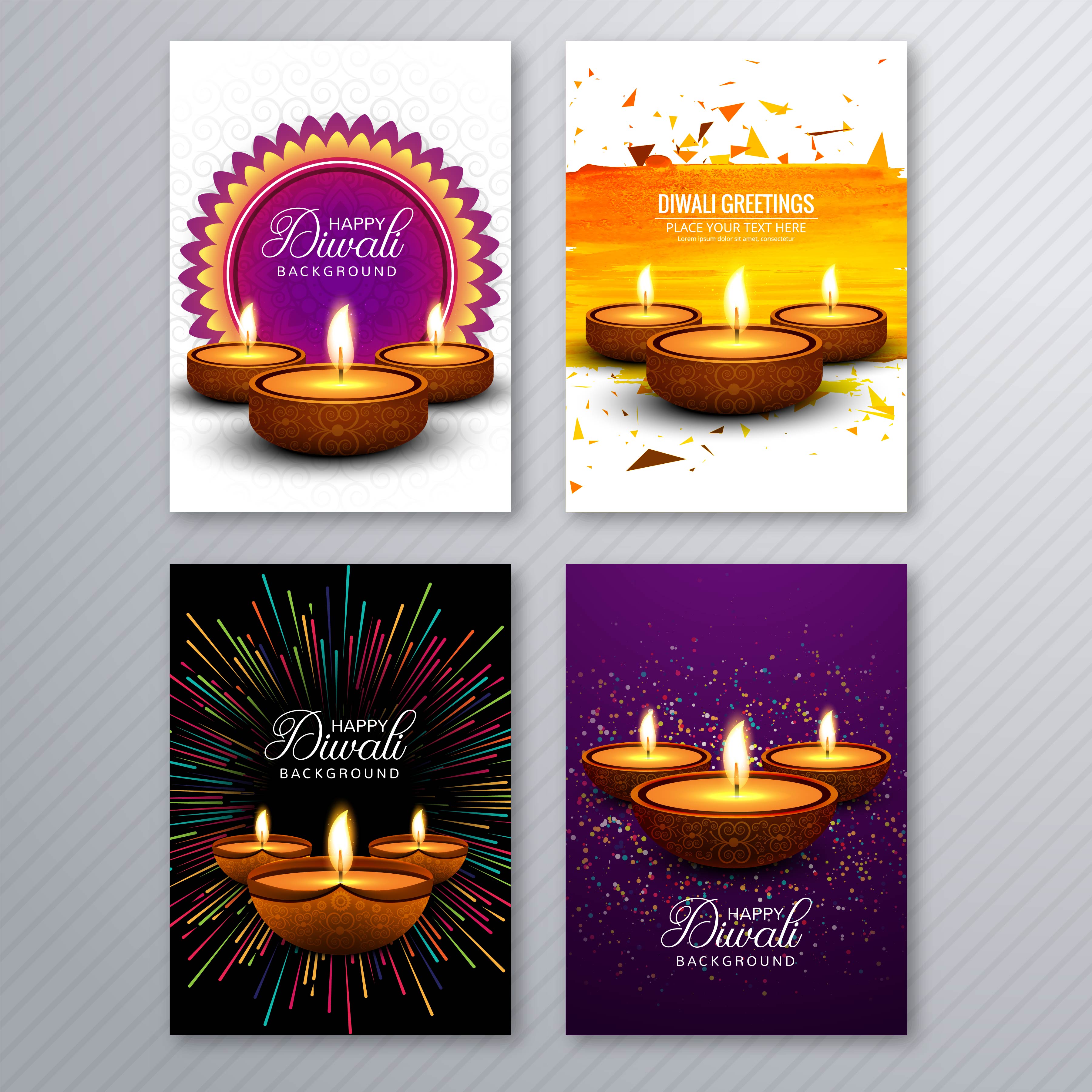 beautiful diwali greeting card template brochure set