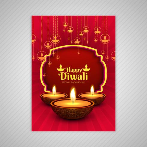 Vector de plantilla de folleto de tarjeta de felicitación de diwali elegante ornamental