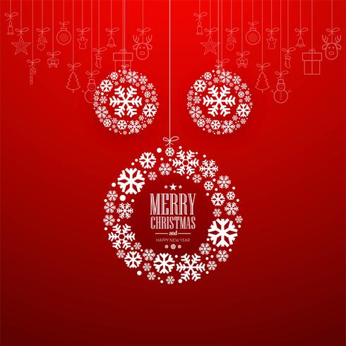 Decorative Merry Christmas ball with red background vector