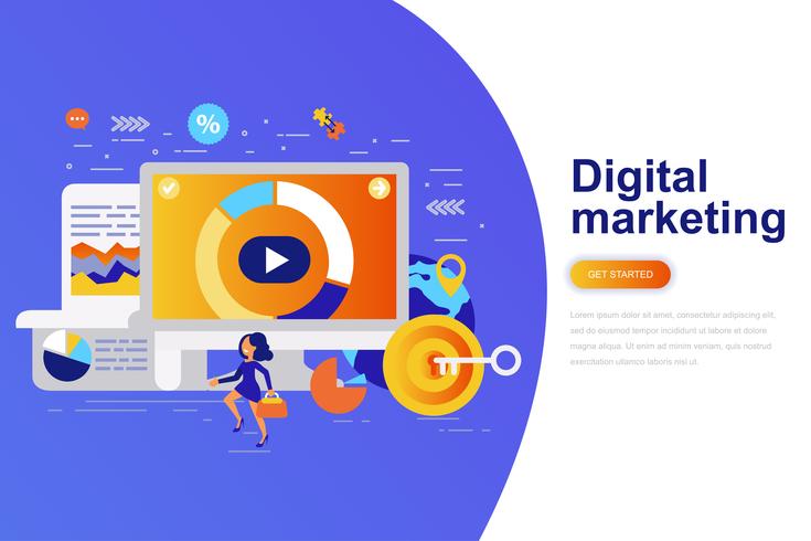 Digital marketing modern flat concept web banner 258199 Vector Art at