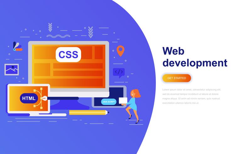 Web development modern flat concept web banner  vector