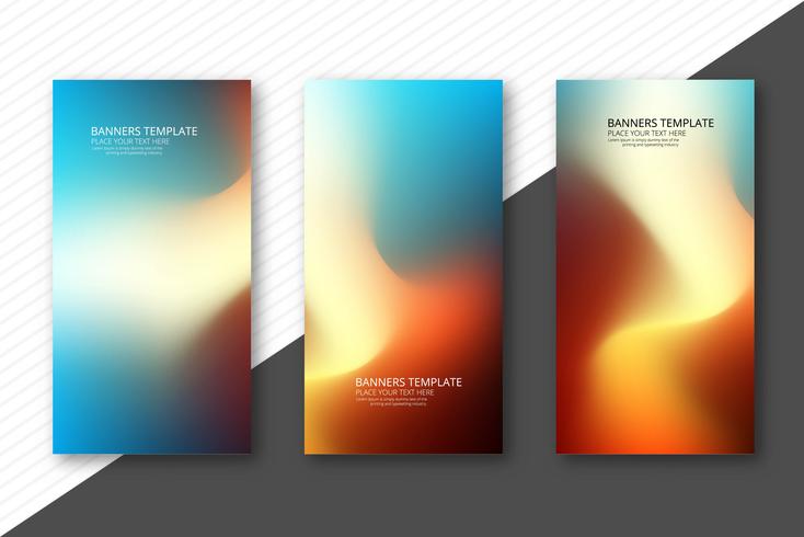 Abstract colorful elegant wave banners set design template vector