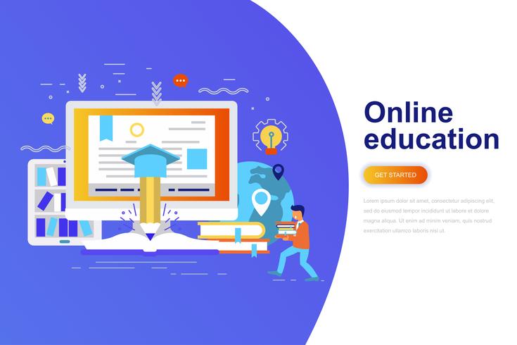 Online education modern flat concept web banner  vector