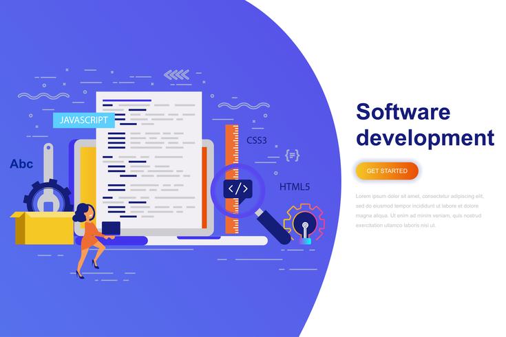 Software development modern flat concept web banner  vector