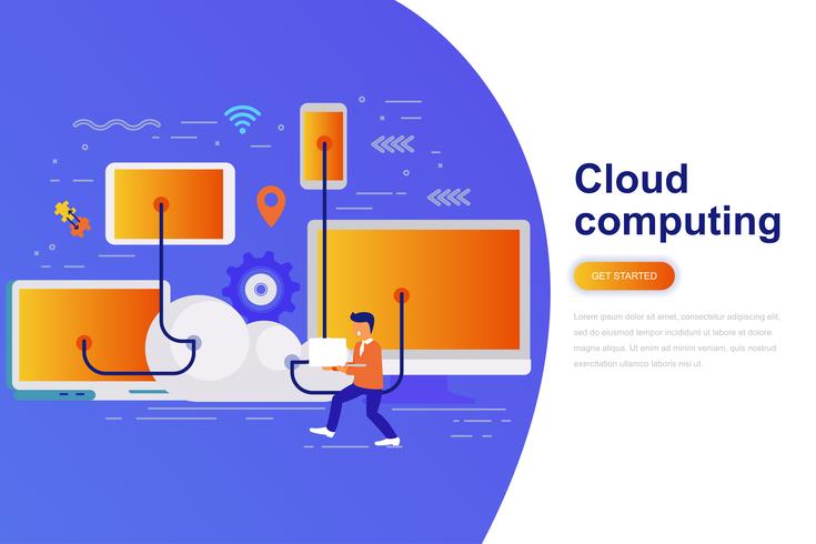 Cloud Computer Flat Design Web Banner vector