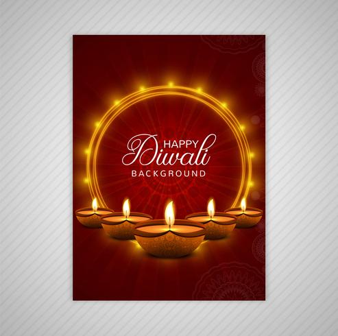 Decorative diwali greeting card template design vector