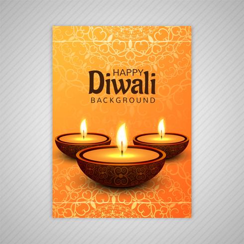 Decorative diwali greeting card template design vector