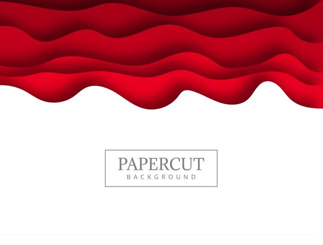 Papercut rojo abstracto con el fondo de la onda vector