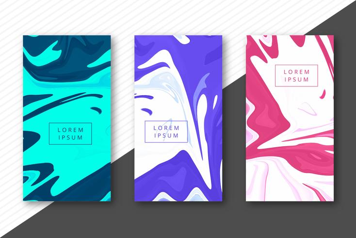 Marble liquid texture colorful headers set design vector