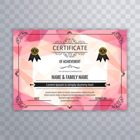 Resumen hermoso certificado plantilla diseño vector